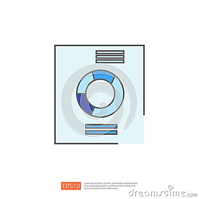 Blue pie chart on white background. Infographic, statistics, data, analysis, business, presentation, report, graph, chart, diagram Vector Illustration
