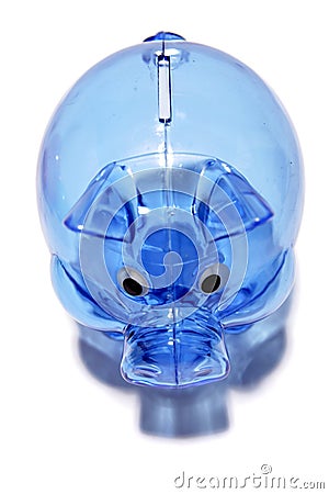 Blue piggy bank Stock Photo