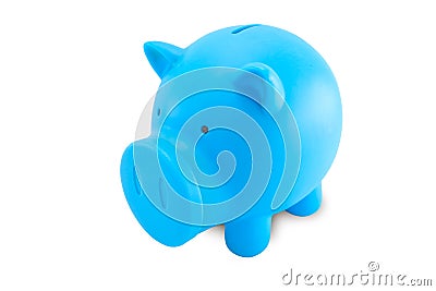Blue piggy bank as moneybox Stock Photo