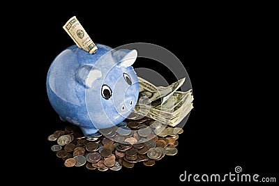 Piggy Bank with Money Stock Photo