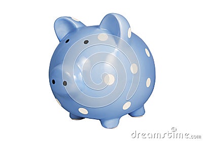 Blue Piggy Bank Isolated Stock Photo
