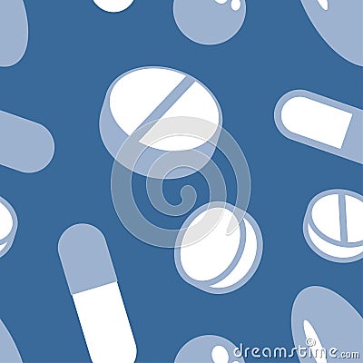 Blue pills pattern Vector Illustration