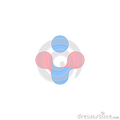 Blue and pink abstract cross. Woman and man health vector symbol. Pregnancy, childbirth logo. Isolated plus icon on Vector Illustration