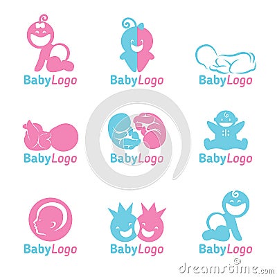 Blue and Pink Baby logo vector design Vector Illustration