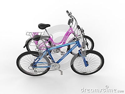 Blue and pink bicycles Stock Photo