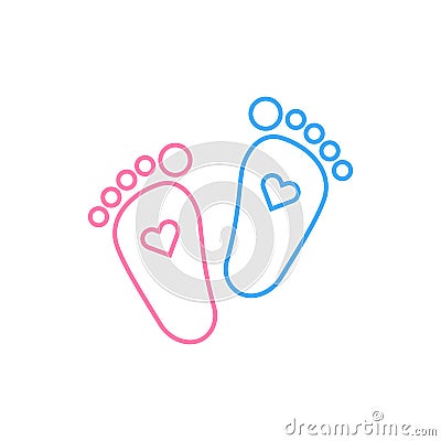 Blue and pink child feet icon Vector Illustration
