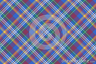 Blue pink diagonal plaid madras seamless background Vector Illustration