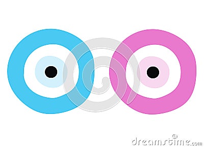 Blue and pink evil eye - symbol of protection Vector Illustration