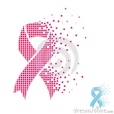 Blue pink flying pixel ribbon - prostate breast cancer Vector Illustration