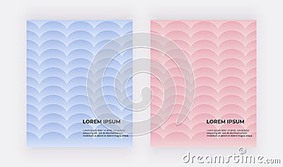 Blue and pink geometric backgrounds. Covers with mermaid scales. Vector Illustration