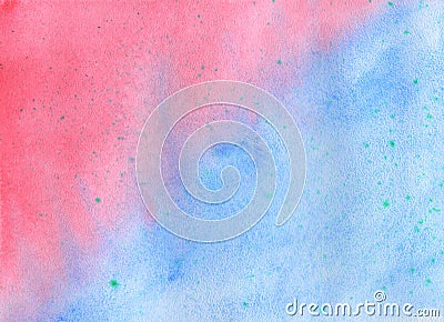 Blue-pink with green spots bright juicy watercolor on a white background Stock Photo