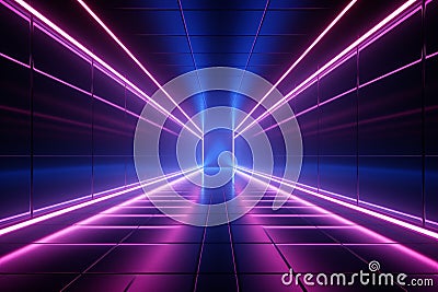 Blue and pink light dance in a stunning abstract wave technology Stock Photo