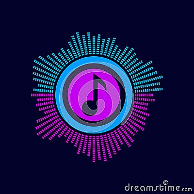 blue and pink music spectrum logo minimalist Vector Illustration