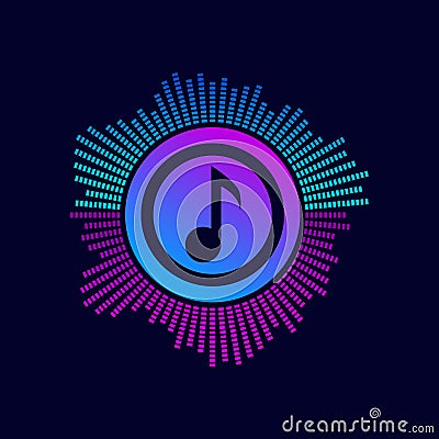 blue and pink music spectrum logo minimalist Vector Illustration