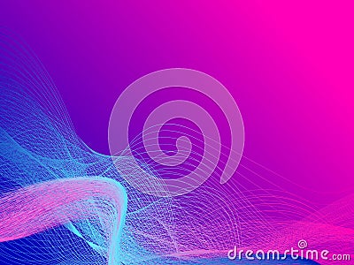 Blue and pink neon abstract molecular connection. Vector illustration Cartoon Illustration