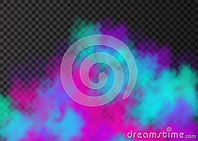 Blue, pink, violet smoke or fog on transparent background Vector Illustration