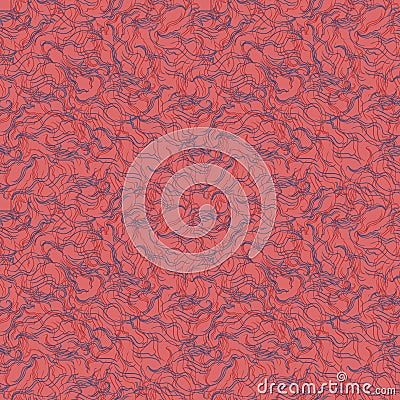 Blue on pink waves and curves seamless pattern vec Vector Illustration