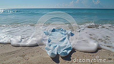 blue, pink, or white bodysuit without labels against a white background, evoking the serene ambiance of the beach and Stock Photo