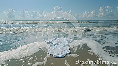 blue, pink, or white bodysuit without labels against a white background, evoking the serene ambiance of the beach and Stock Photo