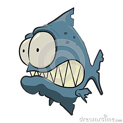 Blue Piranha Cartoon Stock Photo