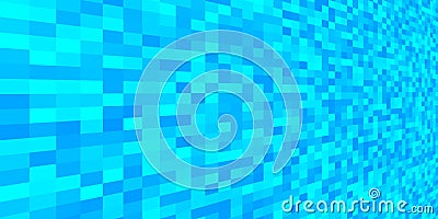 Blue pixelated texture background in perspective. Digital technology motion banner. Horizontal pixel pattern. Vector Vector Illustration