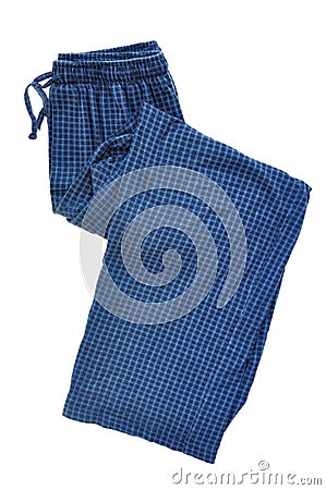 Blue Plaid Pajama Pants Stock Photo