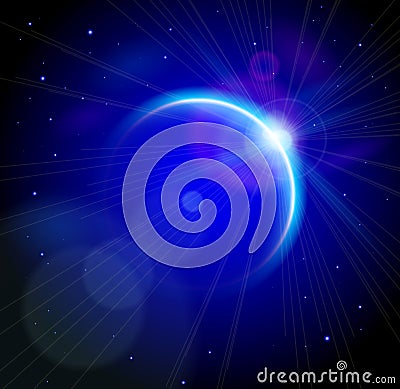 Blue Planet in the depths of space Stock Photo