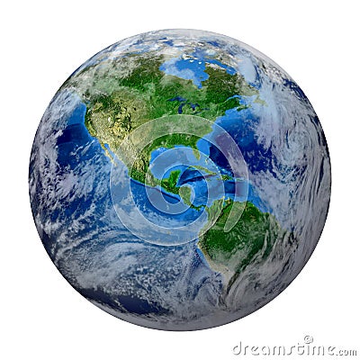 Blue Planet Earth with clouds, America, USA path of global World Stock Photo