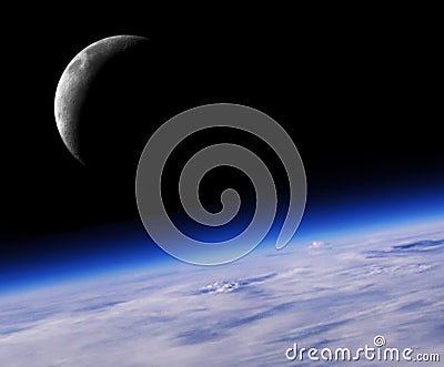 Blue Planet Earth And Crescent Stock Photo