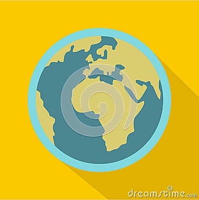 Blue planet Earth icon, flat style Vector Illustration