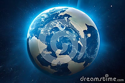 Blue planet earth ten thousand years later. Ice Age. Illustration Stock Photo