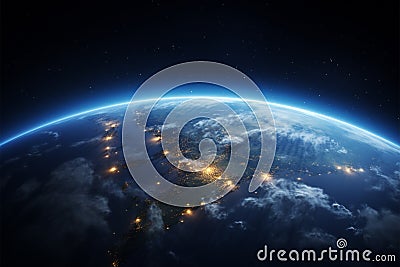 Blue planet elegance Earths view from space, perfect copy space Stock Photo