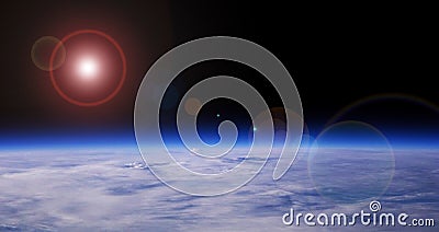 Blue Planet And Red Star Stock Photo