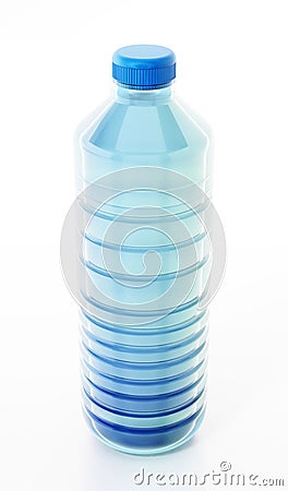 Blue plastic bottle full of water. 3D illustration Cartoon Illustration