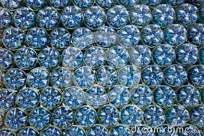 Blue plastic bottles Stock Photo