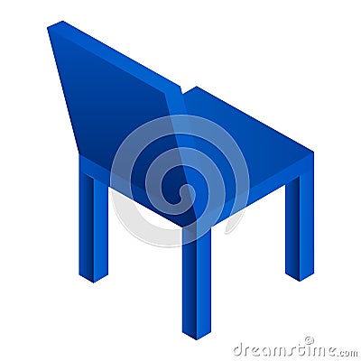 Blue plastic chair icon, isometric style Vector Illustration