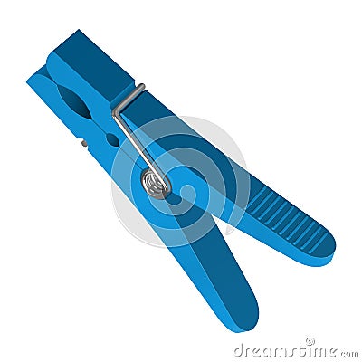 Blue plastic clothes pin Stock Photo