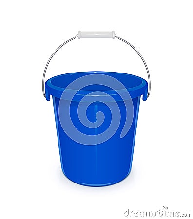 Blue plastic empty bucket with handle for cleaning and housekeeping Vector Illustration