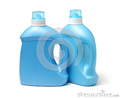 Blue plastic liquid detergent bottle. . Laundry container, merchandise template. Stock Photo