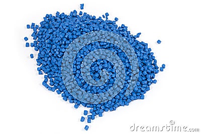 Blue plastic polymer granules Stock Photo