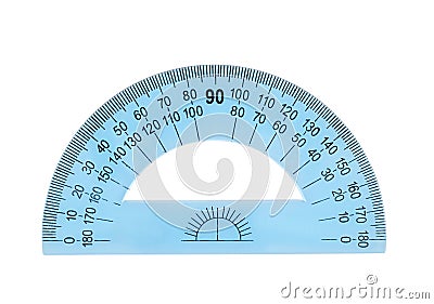 Blue plastic protractor ruler Stock Photo