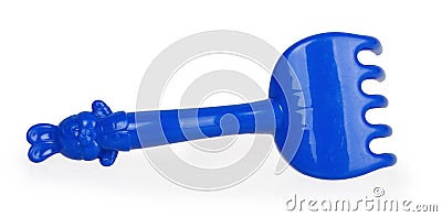 Blue plastic rake Stock Photo