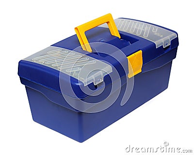 Blue plastic toolbox Stock Photo