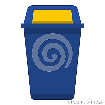 Blue plastic wastebasket icon isolated Vector Illustration