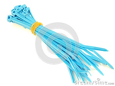 Blue plastic wire ties Stock Photo
