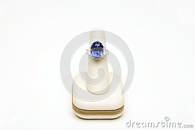 Blue Platinum Sapphire Ring Stock Photo