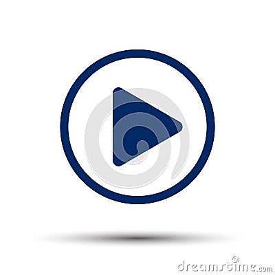 Blue play button on a white Vector Illustration