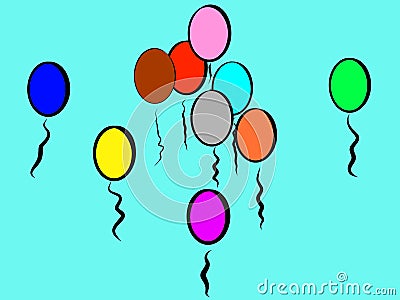 Blue Playful Colorful Balloons to Smile About; It`s like the sky. Stock Photo