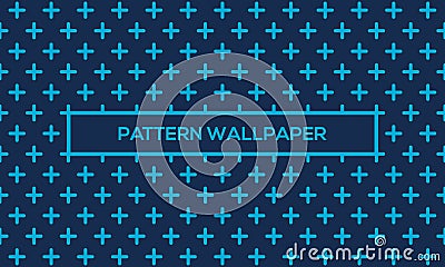 Blue Plus Pattern Wallpaper or Background Vector Illustration