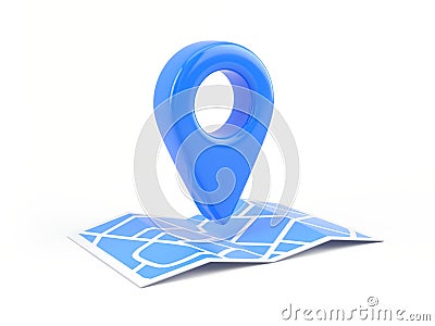 Blue Pointer Icon, Location symbol on Map. Gps, travel, navigation, place position concept Stock Photo
